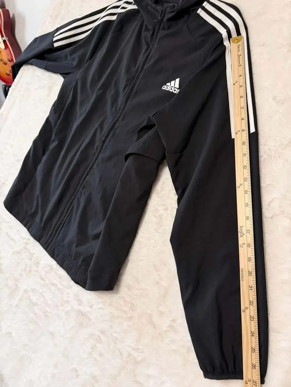 Adidas Hooded Windbreaker Size L Black White 3-Stripes Jacket DT4643
